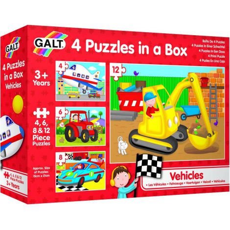 Set 4 puzzle-uri vehicule (4, 6, 8, 12 piese) Galt
