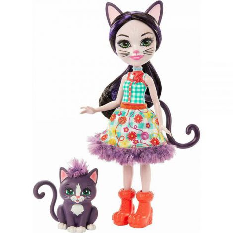 Papusa Enchantimals By Mattel Ciesta Cat Cu Figurina Climber imagine