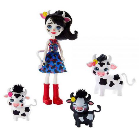 Set Enchantimals By Mattel Cambrie Cow With Ricotta And Family Papusa Cu 3 Figurine imagine