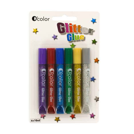 Set 6 flacoane lipici glitter colorat OColor