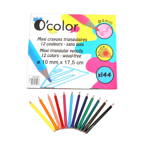 Set scolar 288 creioane colorate triunghiulare maxi mina 4 mm OColor