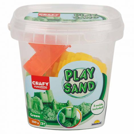 Nisip kinetic Fun Sand 350 gr Verde si 3 unelte de modelat CRAFY