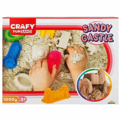 Nisip kinetic Fun Sand 1000 gr cu tavita si sabloane Castel CRAFY imagine noua