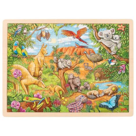 Puzzle din lemn cu 96 piese Animale din Australia Goki