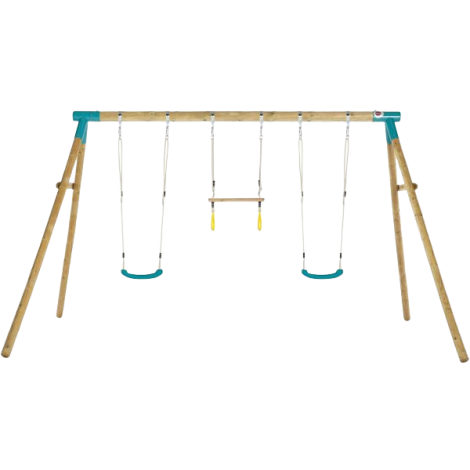 Leagan din lemn pentru 3 copii Mangabey Swing Set Plum 27656 ookee.ro imagine noua responsabilitatesociala.ro