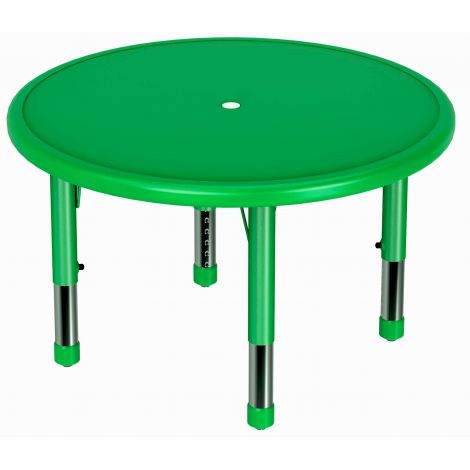 Masa rotunda, 85 cm diametru, verde, din plastic, reglabila, marimea 0-3 pentru gradinita