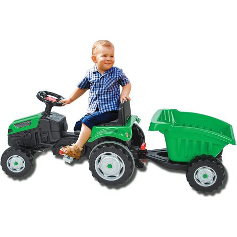 Tractor copii cu pedale si remorca Pilsan Active with Trailer 07-316 green Tractoare cu pedale imagine 2022