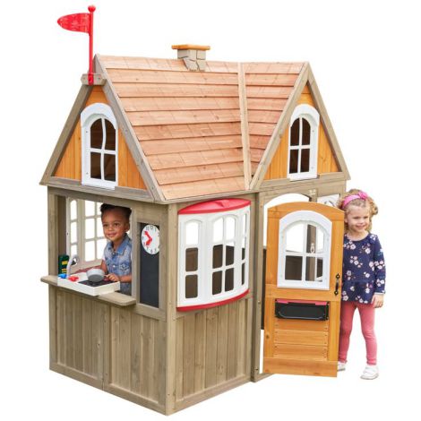 Casuta de joaca exterior din lemn pentru copii Greystone Cottage Playhouse Kidkraft P280115