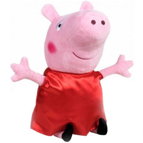 Jucarie din plus Peppa Pig cu rochie rosie din satin, 25 cm