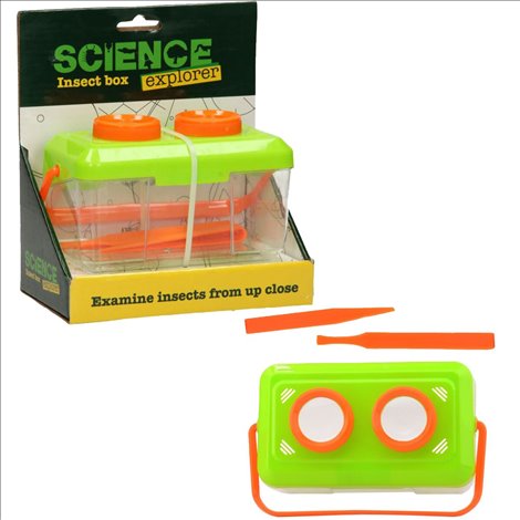 Cutie pentru examinarea insectelor, cu lupa si pensete, capac portocaliu