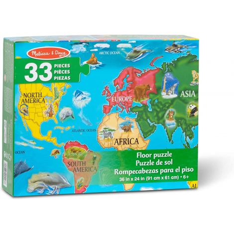 Puzzle de podea 33 piese cu Harta Lumii - World Map, Melissa&Doug 0446