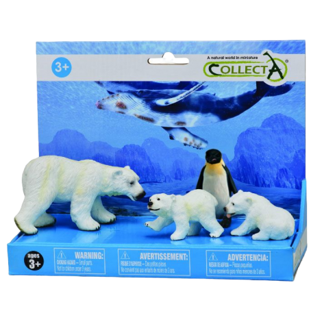Set 4 figurine pictate manual Ursi polari si pinguin
