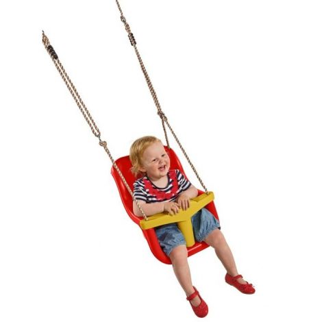 Leagan pentru bebelusi si copii 1-3 ani din plastic HDPE Luxe PP rosu galben