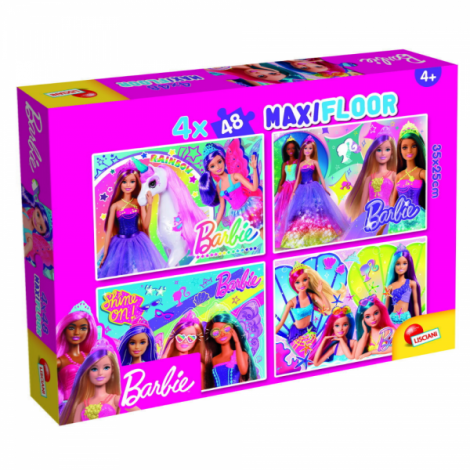 Puzzle de colorat maxi - barbie (4 x 48 de piese)