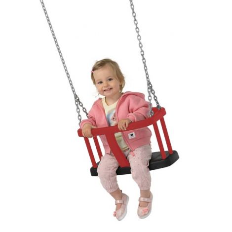 Leagan pentru bebelusi, negru cu rosu, cu lant 2.5 m, ideal si pentru spațiile publice, KBT