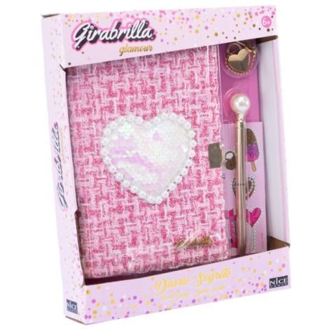 Jurnal Tweed Glamour Girabrilla ,   agenda cu coperta tweed, paiete si lacat, pix inclus