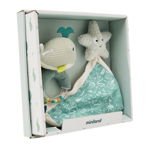 Set cadou bebe - zornaitoare si paturica moale de atasament Ocean, de la 0 luni