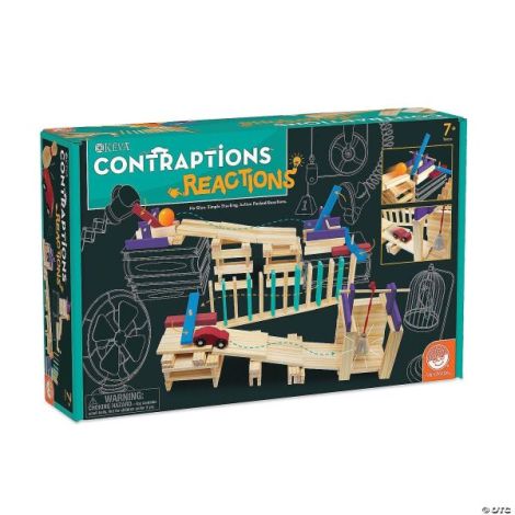 Joc STEM de constructie, din lemn, de tip marble run. Keva Constructions Reactions Planks