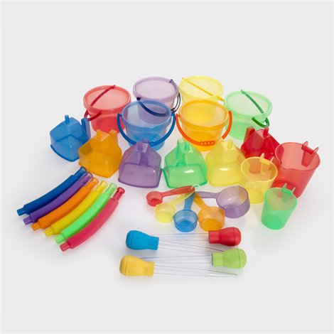 Set de 30 jucarii translucie pentru activitati senzoriale si mese luminoase, Sand and Water