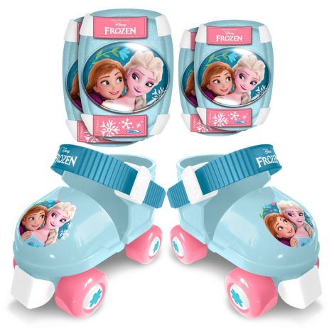 Set de role reglabile 23-27, Frozen II, Anna, Elsa, cu genunchiere, RN244035, albastru