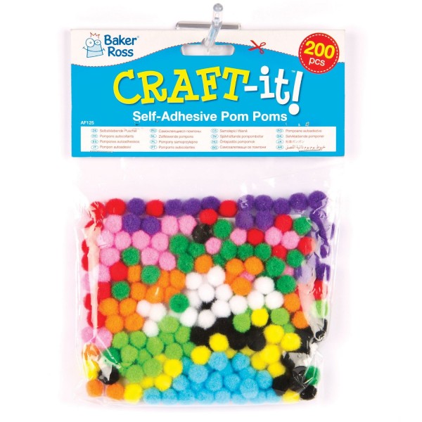 Pom-pom colorat autoadeziv - Baker Ross