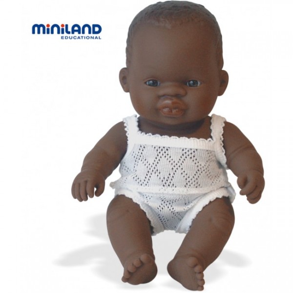 Miniland - Baby african (baiat) Papusa 21cm