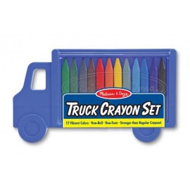 Melissa & Doug - Set 12 creioane colorate triunghiulare Truck